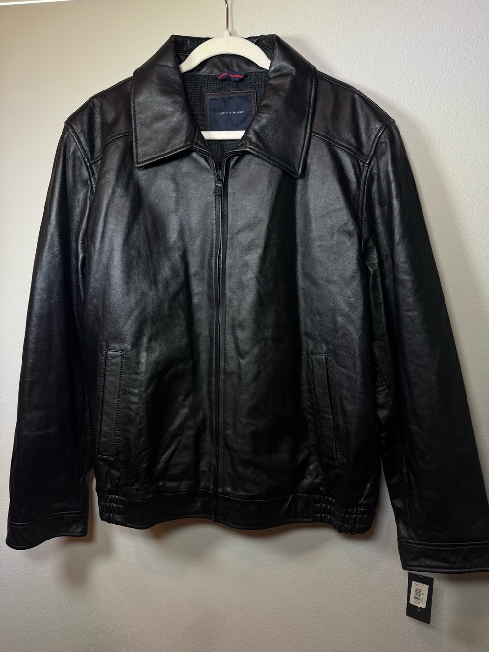 Tommy Hilfiger Black Leather Bomber Jacket - Picture 10 of 10